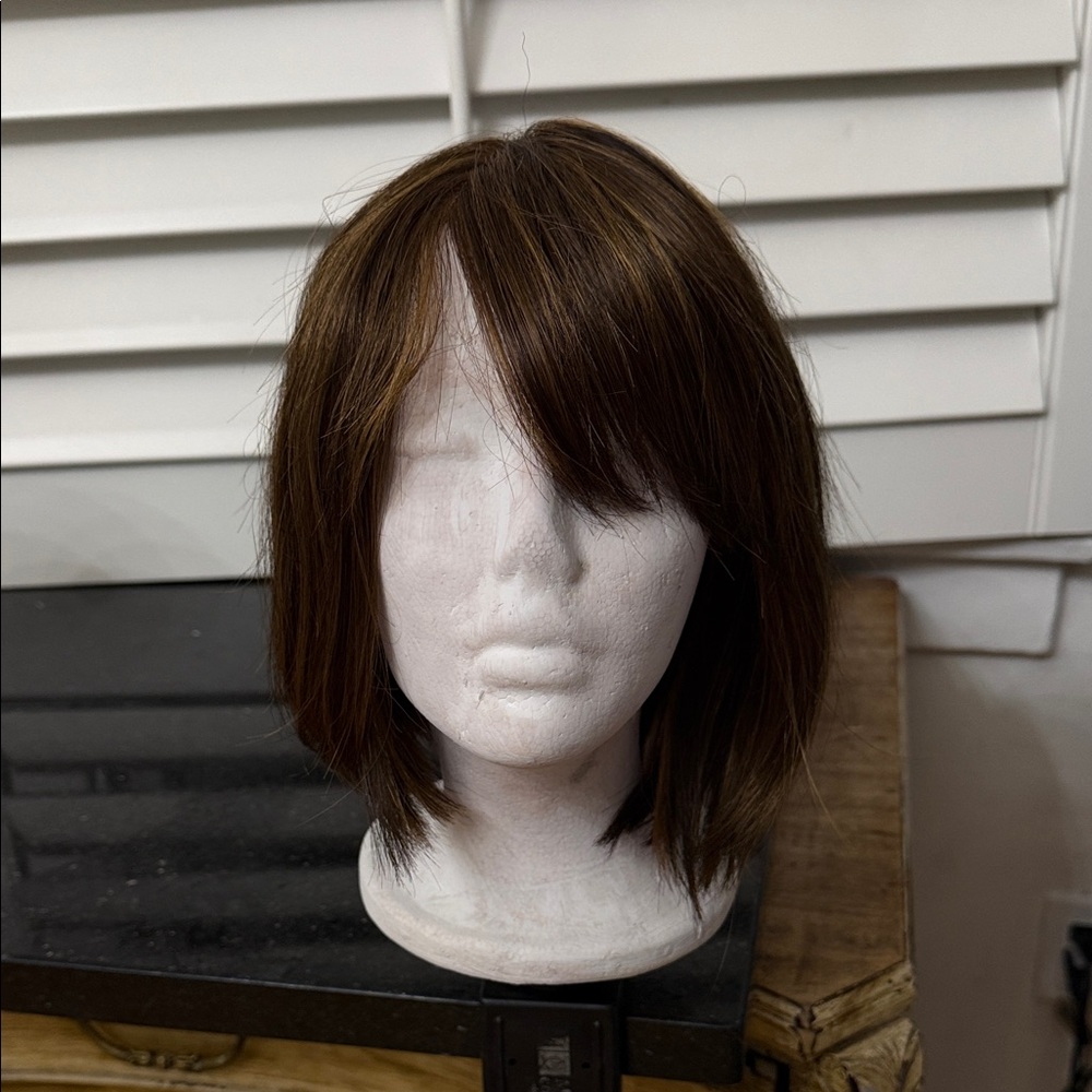 JON RENAU#2 Stylish brown silky lace front monofilament synthetic wig